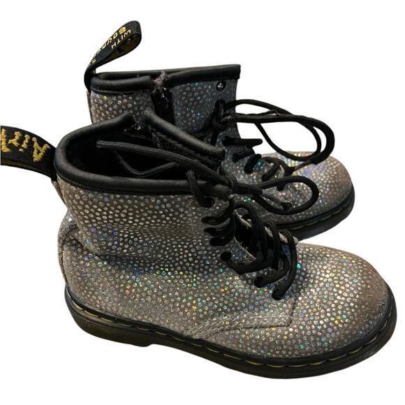 Vtg Y2K Doc Martens Rainbow Sparkly Metallic Lace Up Combat Girly Boots US 10 - Picture 2 of 8